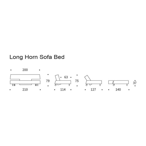 Long Horn Deluxe Excess Sofa Bed / 210x114cm